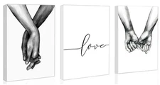 Hands Love Framed Canvas Wall Art Print Poster,12"x16" Ready to Hang Simple F...