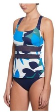 Nike Essential Women's Layered Tankini Top Blue Top Size L NWT