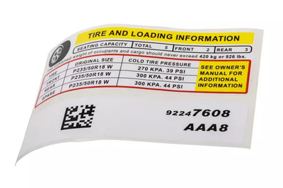 #ad Genuine GM Tire Pressure Label 92247608 $38.23