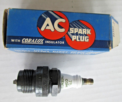 Vintage NOS AC Spark Plug 75 COM ~ 7/8'' Thread           A10