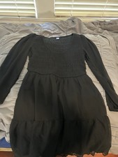 Old Navy Women’s Chiffon Long Sleeve Short Dress With Lining - Medium Black