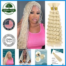 Deep Wave Bulk Braiding Hair 613 Blonde, 200G Curly Extensions for Styling
