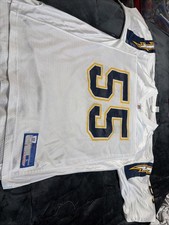 Large Junior Seau San Diego Chargers Reebok On Field Away  White Jersey 24x33”