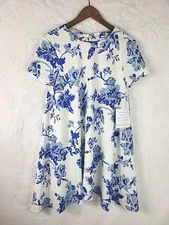 Mestiza New York  Cecily Mini Dress White Blue Floral Size Extra Small