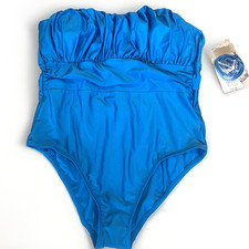 Time and Tru Women's Shirred One Piece Swimsuit Size L Convertible Strap NWT
