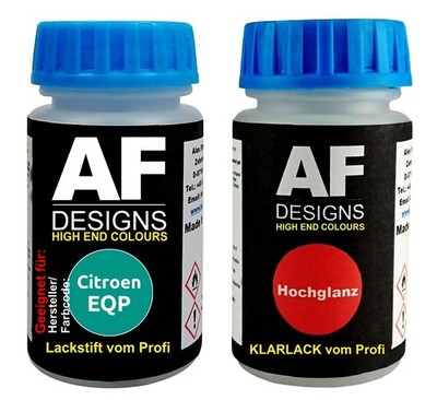 Lackstift für Citroen EQP Vert La Redoute + Klarlack je 50ml Autolack Basislack 