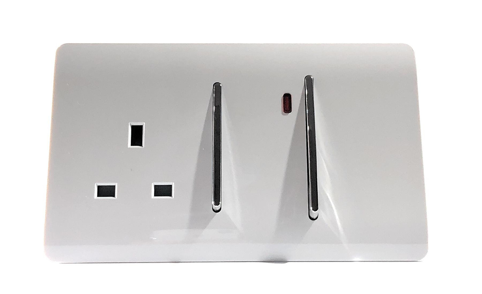 Trendi Switch 45Amp And 13Amp Ice White Cooker Switch And Plug Socket With Neon - Image 2