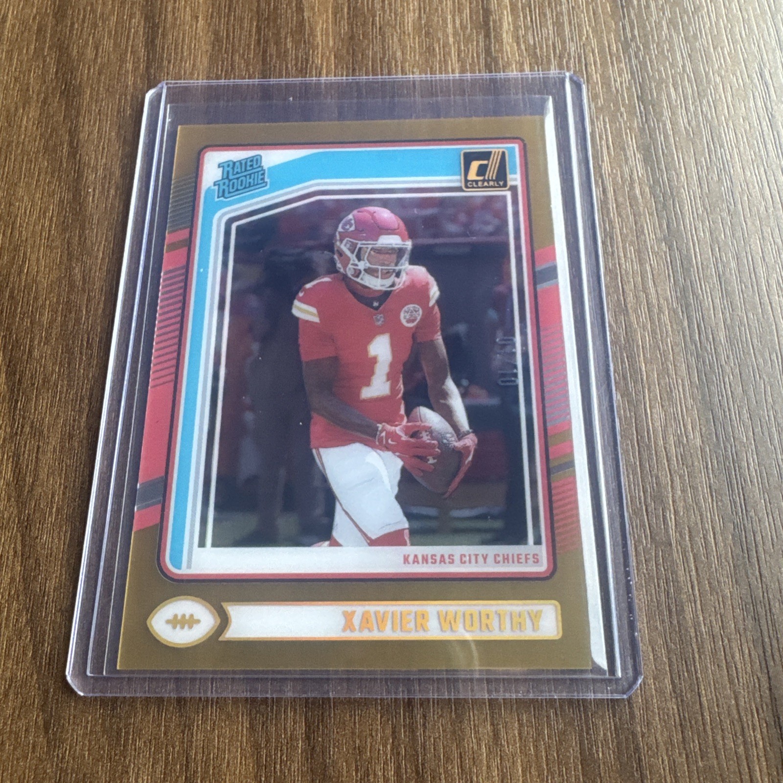2024 Clearly Donruss GOLD #58 Xavier Worthy RR #1/10 Jersey Match!!Chiefs Rookie