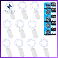 LED Lichterkette 10Er Set 1M 10 GroßE Leds Kaltweiß Batterie Beleuchtung