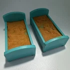Lot of 2 Vtg Fisher Price Little People Single Hospital Bed Blue Missing Foam