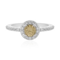 Cavill Damen Ring 925 Sterlingsilber 1,18Ct Champagner Zirkon Halo