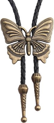  Western Bolo Tie Men Cowboy Leather Necktie Leather Cord Bl040-butterfly Gold