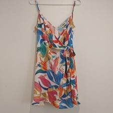 Show Me Your Mumu Say Jay Wrap Mini Dress Bright Blooms Print Barbiecore  size M