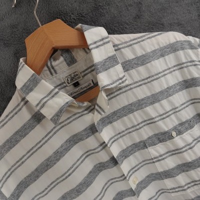 Edwin Hemd Herren Large weiß grau kastig Nimes gestreift Chore Oi Polloi Worker Work