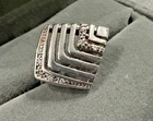 Vintage Sterling Silver Modernist Diamond Arrow Band Ring Sz 7