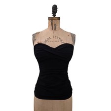 Profile by Gottex Black Bandeau Tankini Swim Top Strapless Built In Bra Size 6