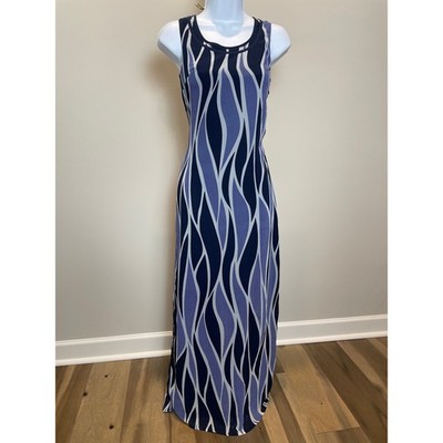 Vero Moda Navy White Chiffon Maxi Dress Size S Fully Lined Sleeveless