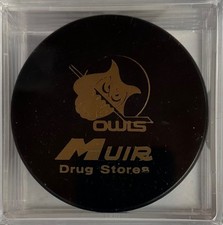GRAND RAPIDS OWLS IHL OFFICIAL GAME HOCKEY PUCK MUIR DRUGSTORES- INGLASCO CANADA