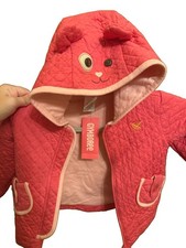 Gymboree Girls Pink Quilted Hooded Full Zip Jacket 3T 100% Cotton Shell Cat