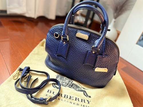 Burberry Heritage Grain Royal Blue Orchard Bowling Bag Size Small 100% Authentic