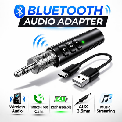 Bluetooth para Auto Coche Receptor AUX 3.5mm Micrófono Carga USB Manos Libres