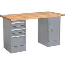 72"W x 30"D Workbench 1-3/4" Square Edge Maple Top 3 Drawer/Cabinet