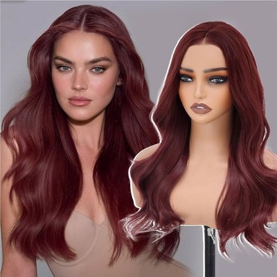Hd Lace wig Wine Red Wig with Heat Resistant Natural Blended Hair Glueless