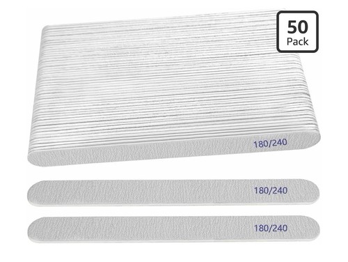 50 Packs Nail File,Emery Boards for Nails 180/240 Grit ,Wood Double Sided Emory
