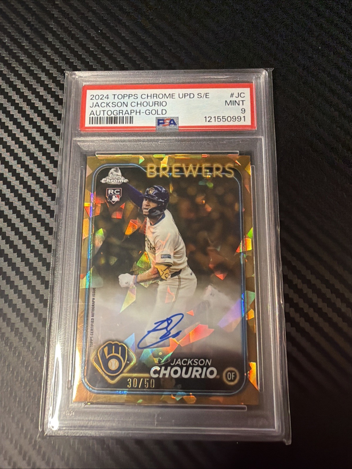 2024 Topps Chrome Update Sapphire Autographs Jackson Chourio #USA-JC (GOLD) /50