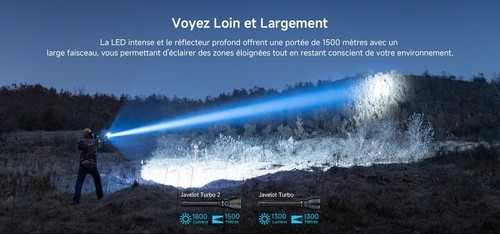 Olight Javelot Turbo 2 - 1800 Lumens longue portée 1500 mètres - Noir - Imagen 15 de 15