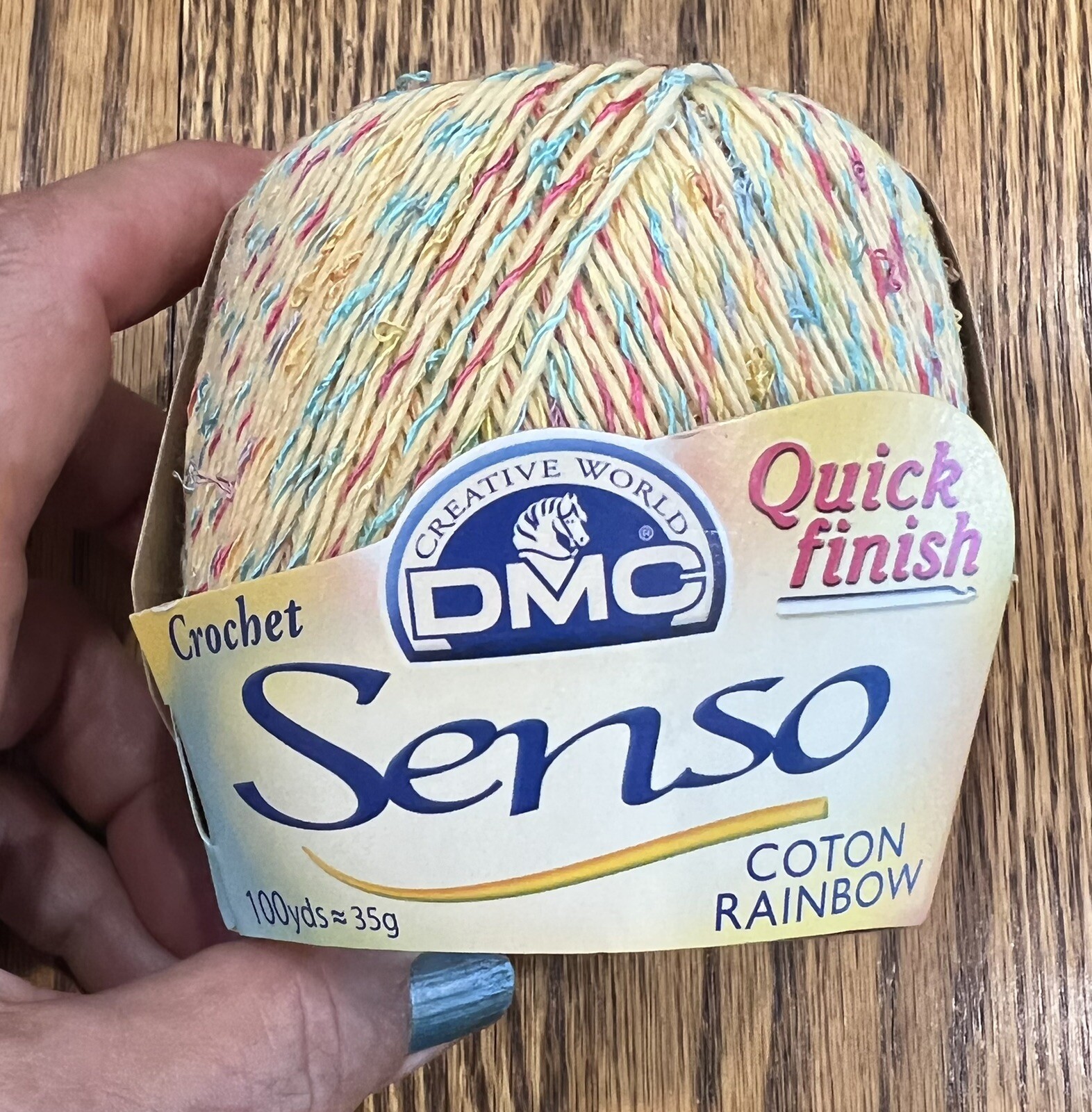 1 Ball DMC Senso Crochet Quick Finish Rainbow Coton Yellow Teal Red N 1601