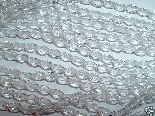 AL317 CECHE 6x4 mm lucidate a fuoco ovali perline di riso - CRISTALLO - 25 - Foto 1 di 1