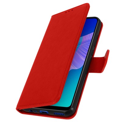Case for Huawei P40 Lite E Card-holder Cover Video Stand Feature Red