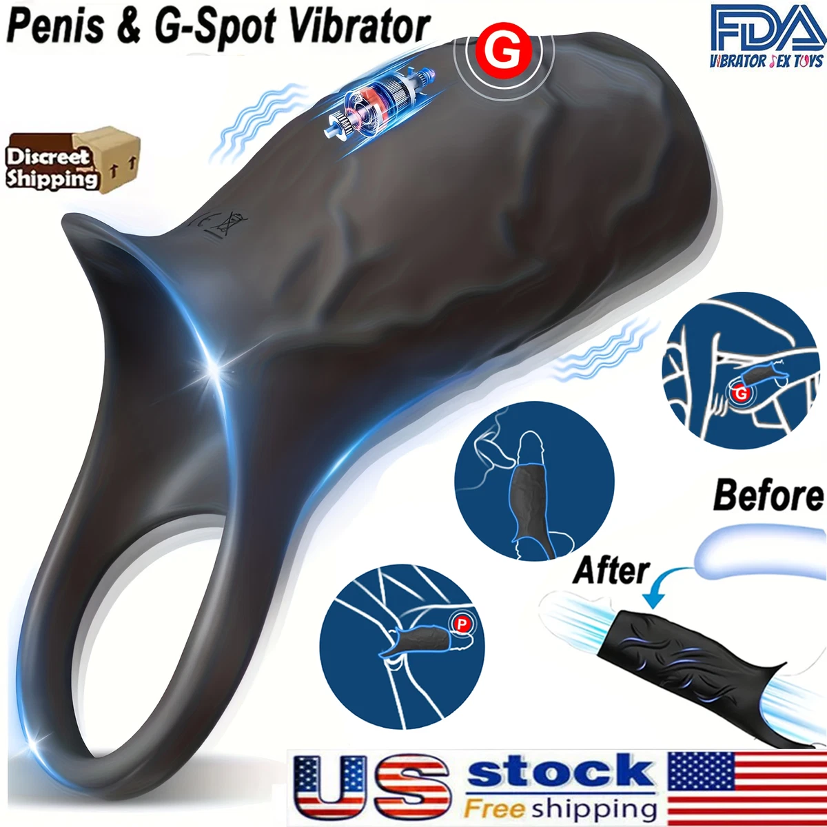Vibrating Penis Extender Sleeve Cock Ring Vibrator Extension Men Couple Sex Toys | eBay Vibrating Penis Extender Sleeve Cock Ring Vibrator Extension Men Couple Sex Toys | eBay