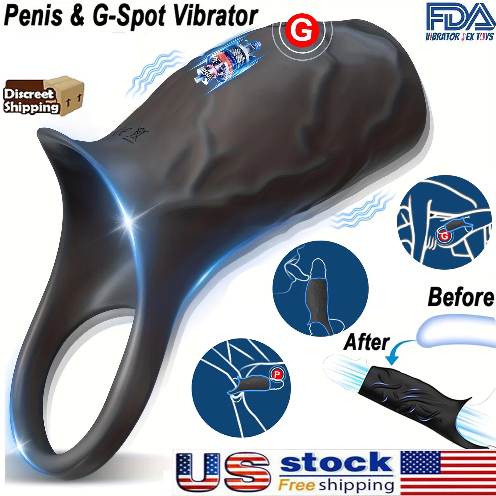 penis extender with vibrator Vibrating Penis Extender Sleeve Cock Ring Vibrator Extension Men Couple Sex  Toys
