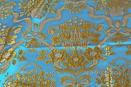 Ecclesiastical Liturgical Vestments Metallic Floral Brocade Fabric with vases
