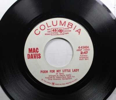 Country Promo 45 Mac Davis - Poem For My Little Lady / Sweet Dreams And Sarah On