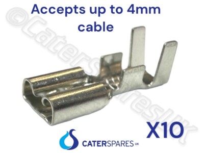 10 X 6,3 MM ELEMENT SPATEN VERBINDUNGSKLEMME ENDE HOCHTEMPERATUR FÜR 4 MM DRAHT