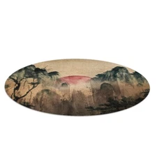 Round Mat Pad under Office Chair Desk Carpet Protector Sunset Forest fi 100
