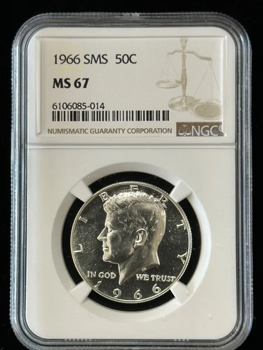 1966 SMS 40% Silver Half Dollar 50C NGC MS 67 BRIGHT WHITE SPECIAL MINT SET COIN