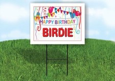 BIRDIE HAPPY BIRTHDAY BALLOONS 18 in x 24 in Yard Sign Road Sign with Stand