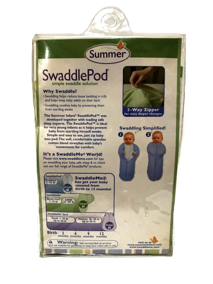 NOVO SwaddlePod Bebê Infantil Verão 2-PK, Verde Sólido e Design de Lagarta Faminta - Imagem 2 de 2