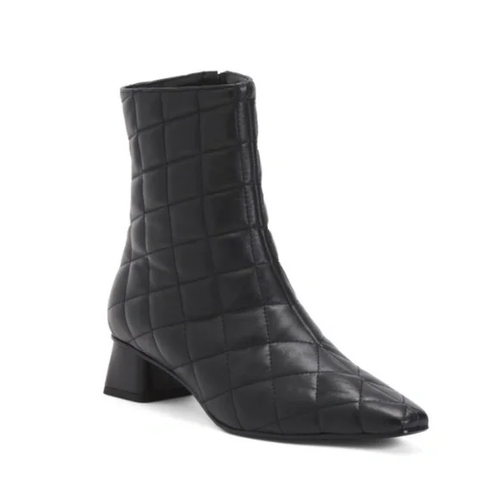 Napoleoni Quilted Leather Ankle Booties Black size EUR 37 US 7 Zip closure - 第 2/10 張圖片
