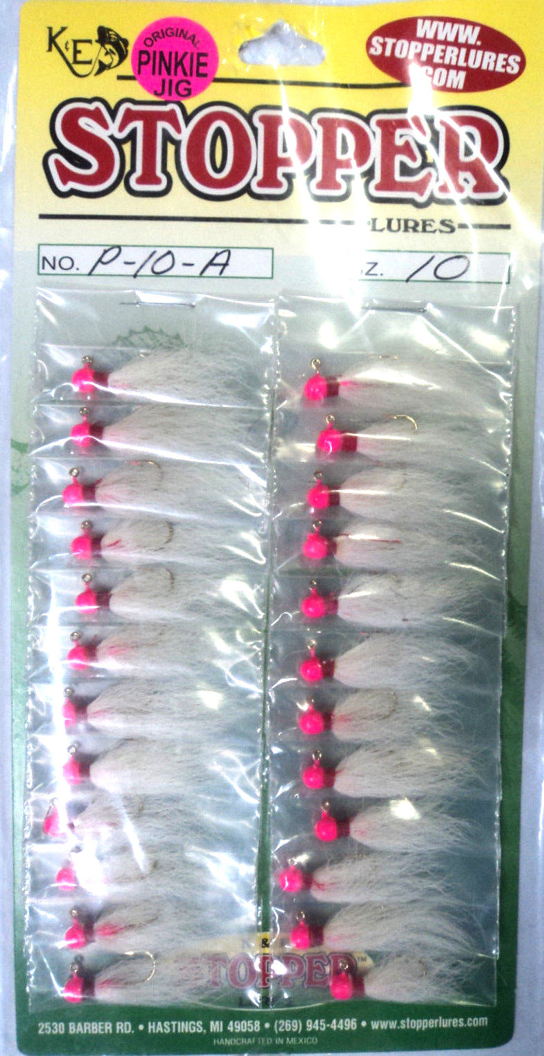 Stopper Lures Pinkie, Size 10, Card of 24, Pink/White, Great Crappie ...