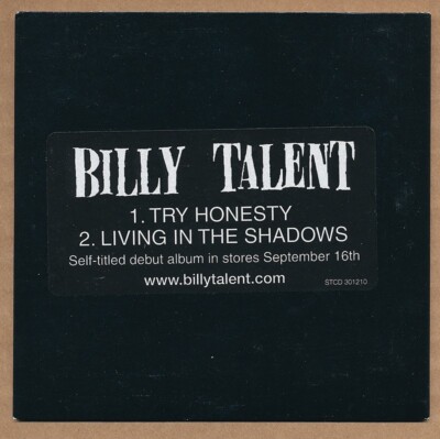 Billy Talent - Try Honesty / Living in the Shadows RARE promo CD sampler '03