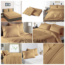 Bedding Collection 100 Cotton 1000 OR 1200 TC Taupe Stripes Choose Item