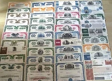 100 DIFF CLASSIC U.S. STOCK CERTIFICATES (40's-80's) MANY BIG NAMES! BEST PRICE!