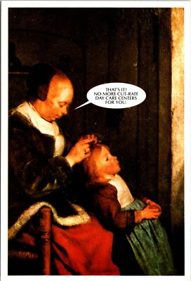 Misguided Masterpieces Borch Mother Picking Lice Advertisement Postcard C178