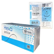 Silk Undyed Dental Sutures C6 3/0 18" C-6 (Box of 12) Veterinary Student