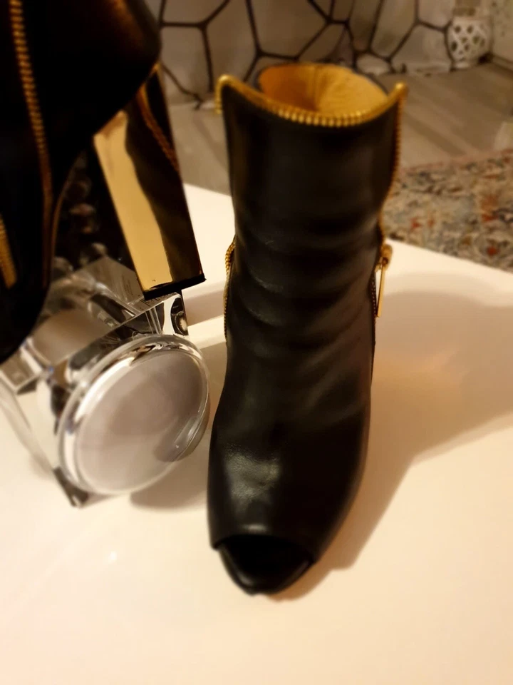 ELISABETTA FRANCHI Stiefelette Peep-Toe schwarz-gold  - Bild 2 von 4